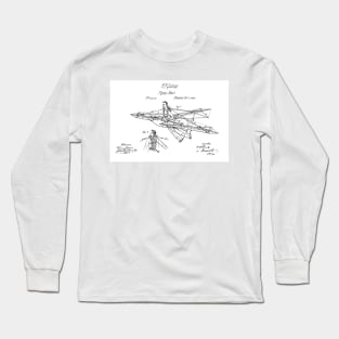 Man Power 1869 Flying Machine, original patent drawing white background Long Sleeve T-Shirt